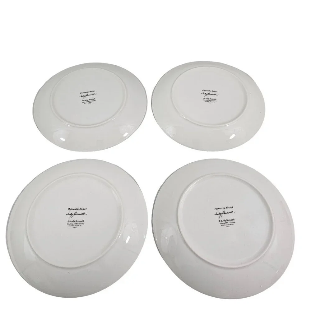 Formalities Baum Bros Poinsettia Basket Salad Dessert Luncheon Plates – Set of 4